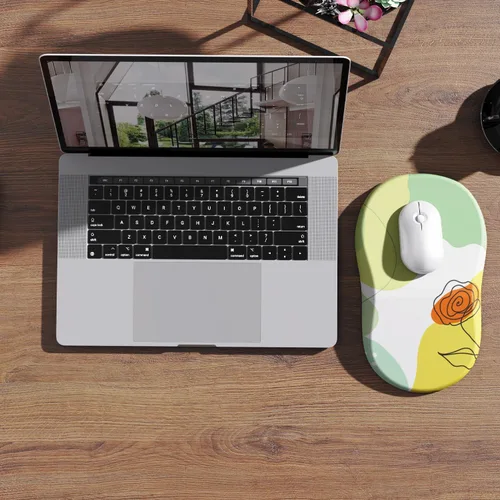Vista 6 de hueilm Alfombrilla de mouse ergonómica con soporte para muñeca, alivio del dolor, con reposamuñecas, alfombrilla de mouse de espuma viscoelástica