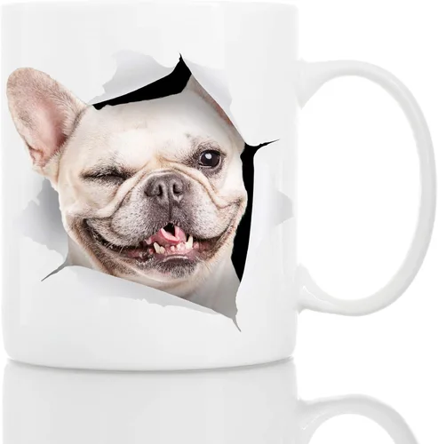 Vista 11 de Taza negra de bulldog francés – Taza de café divertida de cerámica – Regalo perfecto de bulldog francés – Bonita taza de café novedosa – Gran