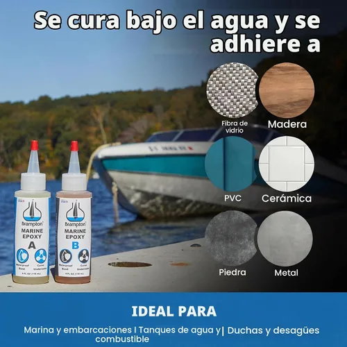 Vista 5 de Epoxy de Brampton Marine de fuerte unión para reparación de barco - Se une en 30 minutos, resistente al agua, 4 onzas