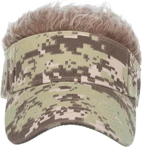 Vista 2 de Gorra de visera para el cabello divertida con peluca, gorra de béisbol ajustable a la moda para hombres y mujeres, cumpleaños