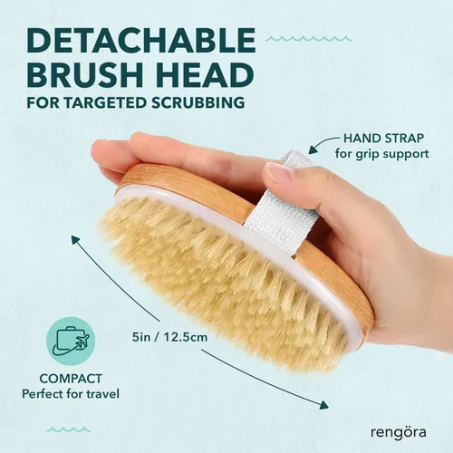 Vista 5 de Cepillo de ducha de mango largo de 20 pulgadas, cepillo de espalda de cerdas naturales, mango ergonómico + agarre antideslizante de silicona, gran