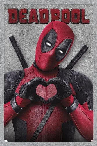 Vista 16 de Marvel Deadpool Legacy - Póster de pared de corazón, 22.4 pulgadas de largo x 14.7 pulgadas de ancho, versión enmarcada de madera de granero