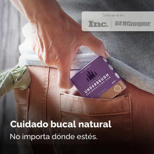Vista 6 de Goma de mascar remineralizante de bayas Underbrush, goma de xilitol sin azúcar con hidroxiapatita, apoya la frescura de aliento y la salud oral