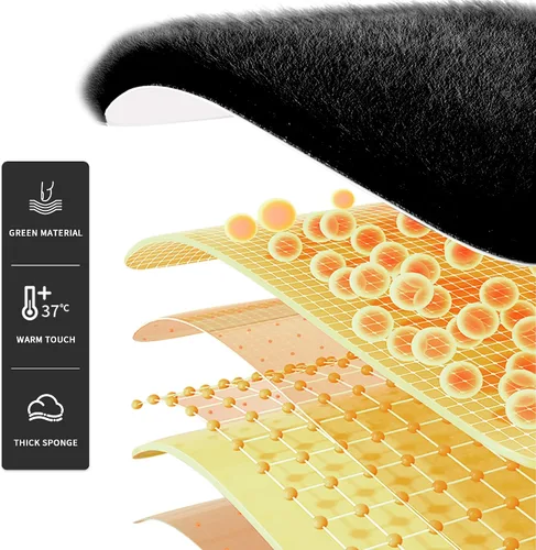 Vista 5 de LACDL Fundas mullidas de invierno para volante de automóvil, para mujer, cálida y bonita funda para volante de automóvil para sedán, SUV, súper Negro