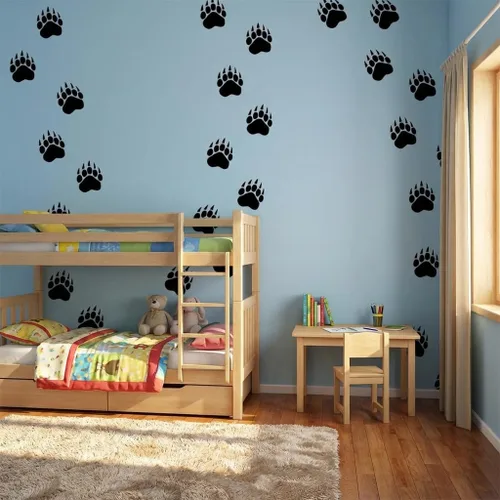 Vista 3 de VWAQ Calcomanías de suelo con estampado de huellas de oso, calcomanías de pared para despegar y pegar, 36 unidades (negro)