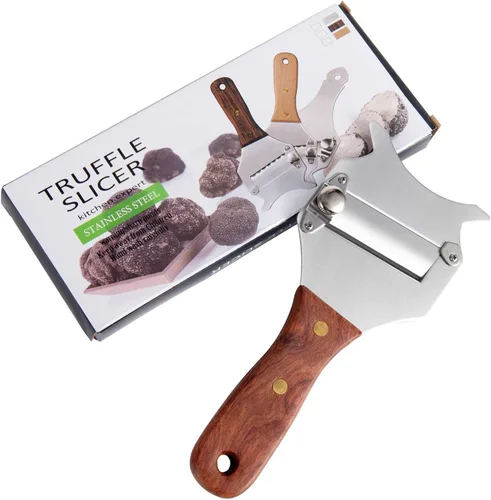 Vista 2 de IMEEA - Afeitadora de trufas de acero inoxidable para queso y chocolate, con hoja lisa ajustable y mango de madera