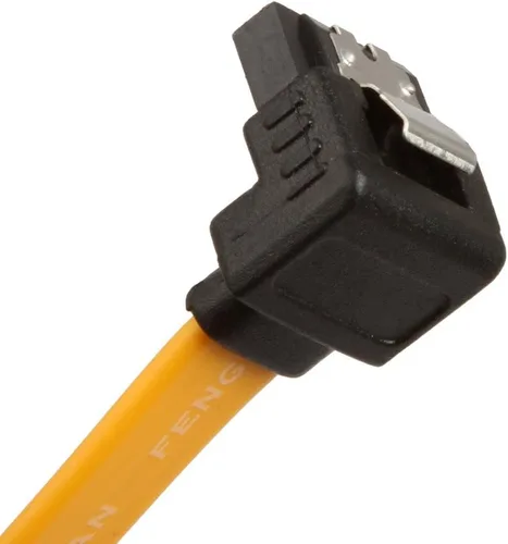 Vista 2 de Paquete de 2 cables SATA III de 90 grados en ángulo recto de 6.0 Gbps con pestillo de bloqueo de 32 pulgadas, amarillo