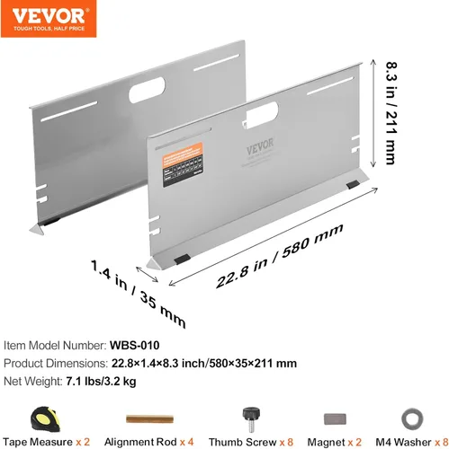 Vista 7 de VEVOR Herramienta de Alineación de Ruedas, Pack de 2 Herramientas de Alineación con Placas de Dedos, Herramienta de Medición de Ángulo de Dedos