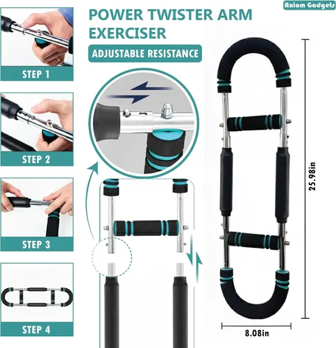 Vista 4 de Entrenador giratorio de brazo ajustable, barra de potencia de 40 a 130 libras para fuerza superior del cuerpo, equipo de entrenamiento portátil