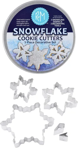 Vista 5 de R&M International Cortadores de galletas de muñeco de nieve, 3 muñecos de nieve, 2 árboles, 2 copos de nieve, juego de 7 piezas