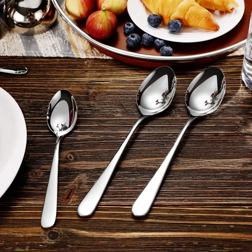 Vista 4 de KEAWELL Louise - Juego de cucharas de servir de 9 pulgadas, acero inoxidable 18/10, que une elegancia y durabilidad, exquisitos utensilios