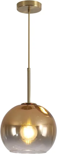 Vista 8 de KCO Iluminación - Lámpara colgante de 3 luces con globos en grupo, candelabro de cristal moderno, lámpara colgante de cristal dorado de 3 luces