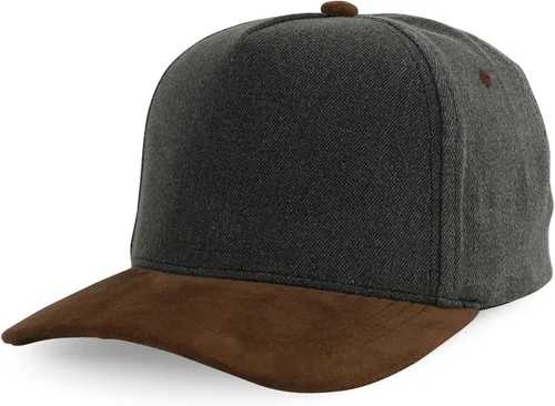 Vista 20 de Trendy Apparel Shop Gorra de béisbol combinada de 5 paneles de algodón y gamuza Piedra real