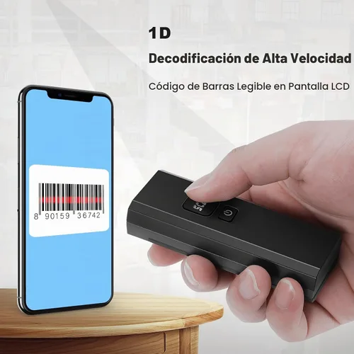 Vista 3 de Escáner de código de barras inalámbrico, mini router automático de código de barras CCD 1D, escáner de código de barras recargable con receptor 2.4G