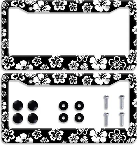 Vista 21 de Personaliza los hermosos marcos de matrícula de flor de cerezo, marco de matrícula floral para automóvil, accesorios universales de aluminio