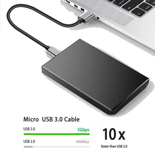 Vista 3 de Cable micro B, USB 3.0 A macho a micro USB 3.0, cable de sincronización compatible con Toshiba, Seagate, Samsung, My Passport y más discos duros
