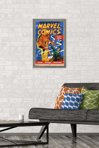 Vista 2 de Trends International Marvel Comics - Póster de pared de The Very First Marvel Comics #1, 14.725 x 22.375 pulgadas, versión enmarcada de madera