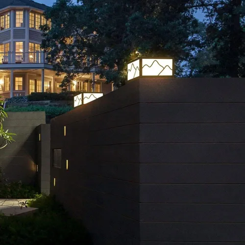 Vista 5 de Luces de poste para exteriores, lámpara solar LED para exteriores, impermeable, luz de jardín simple, cuadrada, acero inoxidable, lámpara de poste