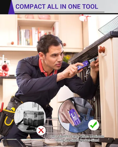 Vista 6 de Set de destornillador de trinquete, juego de destornillador de múltiples puntas 14 en 1, destornillador ajustable con pivote de 180°, para bricolaje