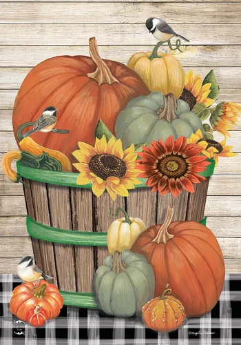 Vista 2 de Bandera de casa de otoño Bountiful Bushel de 40 x 28 pulgadas Briarwood Lane