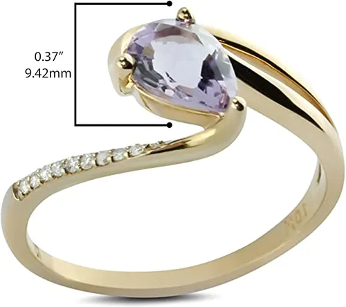 Vista 3 de Belantina Heartland By Beverley Mitchell 10K Rose Gold and Sterling Silver 7x9mm Amethyst & Diamond Accented Statement Ring
