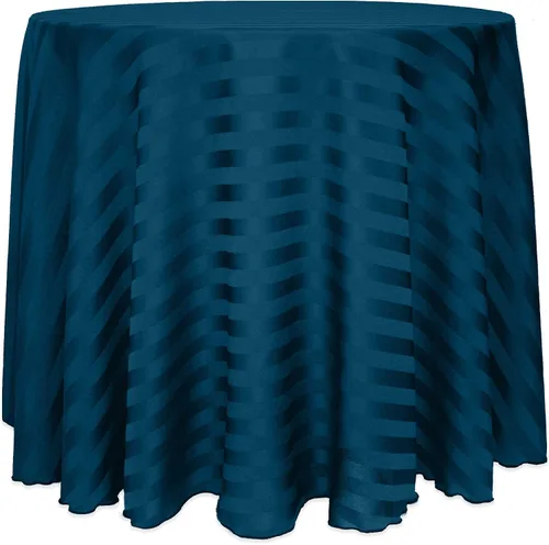 Vista 13 de ULTIMATE TEXTILE Mantel redondo de rayas satinadas de 72 pulgadas, color azul marino