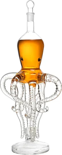 Vista 7 de Octopus Tentacle - Decantador de vidrio hecho a mano decorativo para vino o whisky con acabado de bronce antiguo, juego de decantador de vidrio