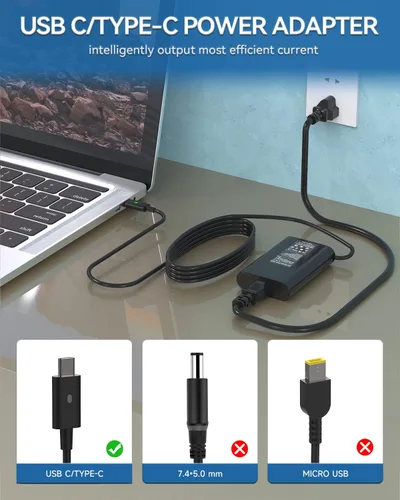 Vista 4 de Syfrufo - Cargador para portátil USB-C de 65 W para Dell Inspiron 14/16 Serie 2 en 1