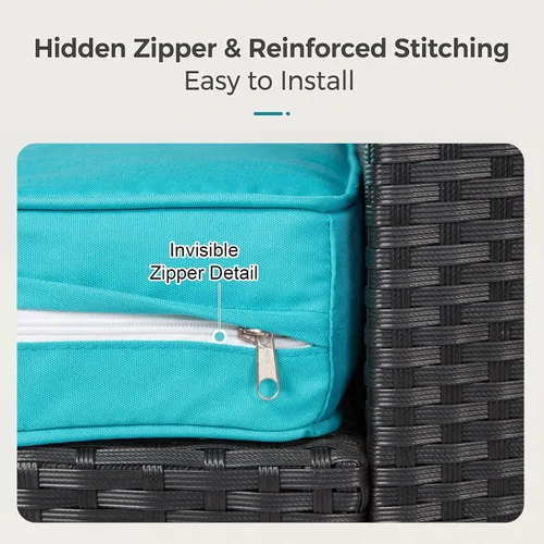 Vista 3 de KINTNESS Fundas de cojín de repuesto para sofá modular de ratán de 7 piezas, 14 fundas impermeables para cojines de patio con cremallera (azul)