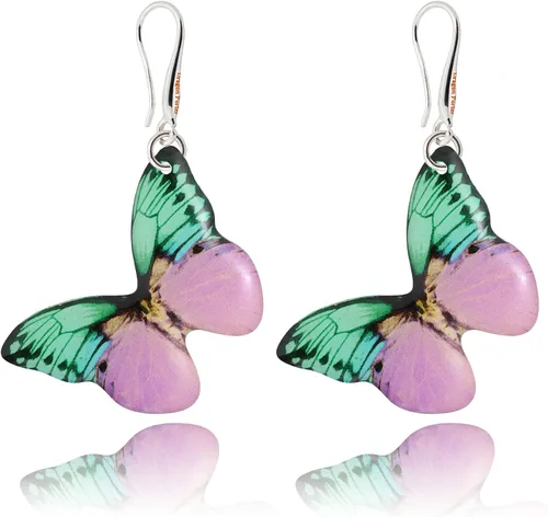 Vista 12 de Elegantes aretes colgantes con temática de mariposas y flores para mujer