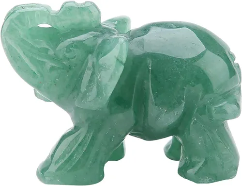 Vista 2 de Akozon Figuras de 2 pulgadas de jade tallado de elefante de cristal, decoración del hogar, artículo de mobiliario (turina verde)