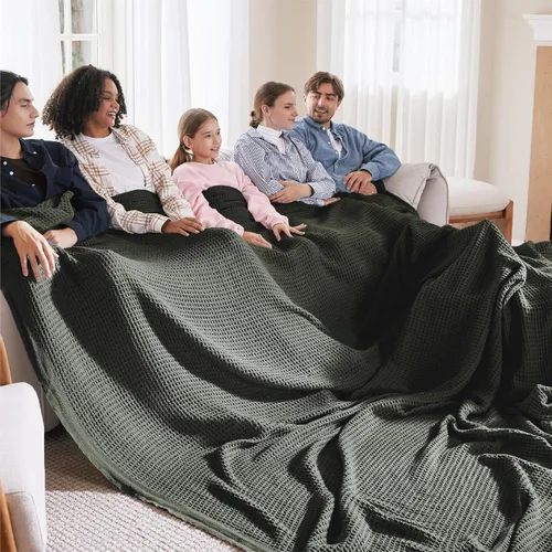 Vista 50 de Bedsure Gentlesoft - Manta de 100 % algodón, tamaño Twin XL, para dormitorio universitario, transpirable y suave, manta Twin de tejido waffle