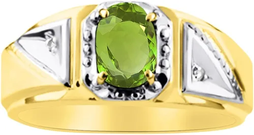 Vista 4 de Rylos Anillos para hombre oro amarillo de 14 quilates clásicos de 0276 x 0197in piedras preciosas ovaladas y auténticas brillantes de diamante