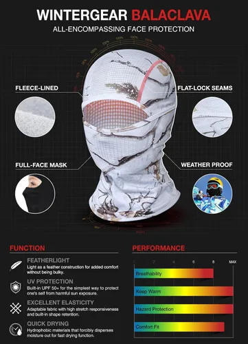 Vista 3 de TSLA Pasamontañas de invierno para niños, máscara facial, forro polar térmico para casco