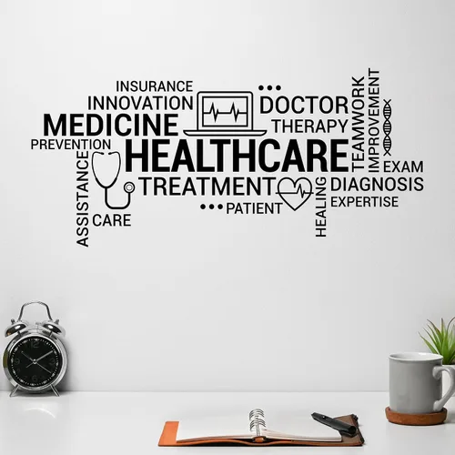 Vista 2 de Vinilo adhesivo para pared, diseño médico, terapia, medicina, clínica, pegatinas médicas, mural (ig6289), color negro