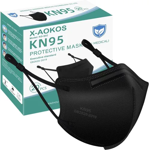 Vista 7 de Mascarillas KN95 ajustables, mascarillas respiradoras desechables de 5 capas con cintas ajustables para las orejas, envueltas individualmente