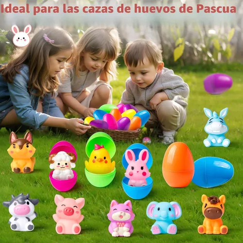 Vista 4 de Huevos de Pascua precargados con juguetes, paquete de 12 huevos de Pascua precargados con marionetas de dedo, ideales para caza de huevos de Pascua