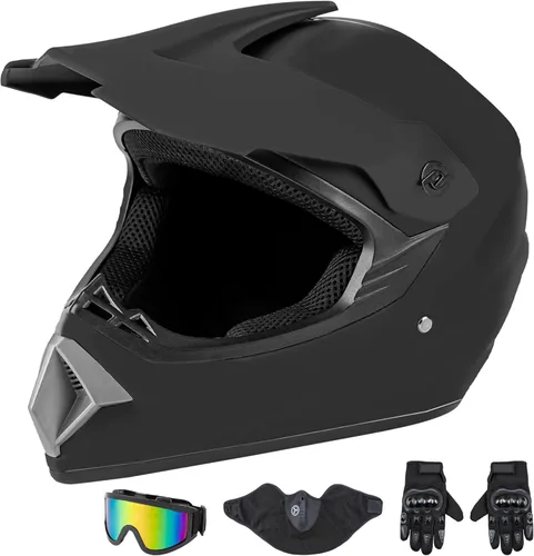 Vista 8 de CARTMAN Casco de motocross para adultos, motocross, ATV, todoterreno, casco de motocicleta de cara completa, aprobado por DOT, negro mate y azul