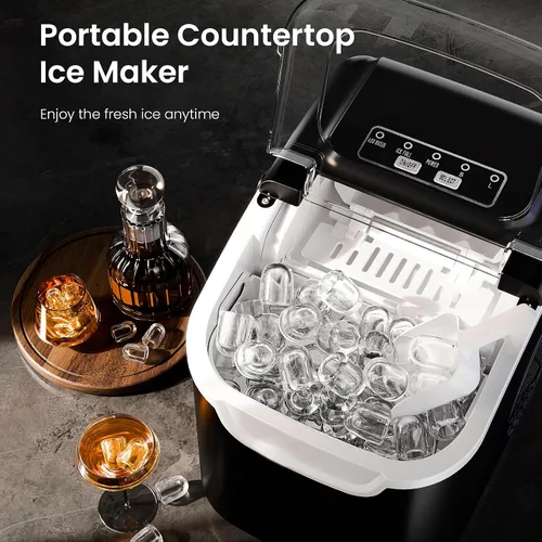 Vista 2 de Antarctic Star Pro-Grade Máquina para hacer hielo para encimera, 8 cubos en 6 minutos, 26 libras/día, autolimpieza, 2 tamaños, ultra silenciosa