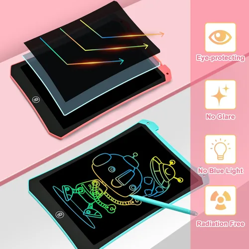 Vista 3 de Tableta de escritura LCD, paquete de 2 juguetes para niños pequeños, almohadilla de dibujo de 10 pulgadas, artículos esenciales de viaje para niños