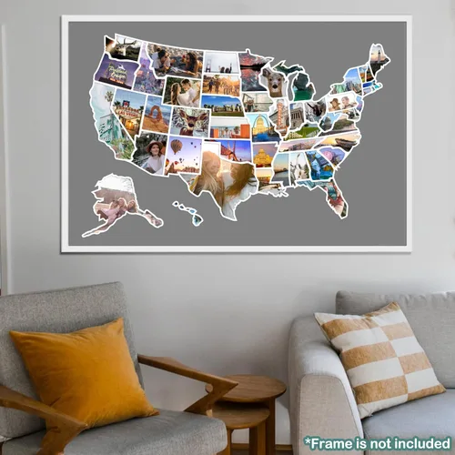 Vista 6 de Mapa de fotos de Estados Unidos – Mapa de viaje de 50 estados de 24 x 36 pulgadas, incluye creador de fotos, regalo ideal para parejas, aventureros