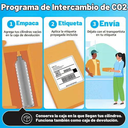 Vista 4 de Drinkmate Cilindros roscados de carbonatación de intercambio de CO2 de 60 L, compatible con SodaStream (entrada), Aarke, Ninja Thirsti, 14.5 onzas