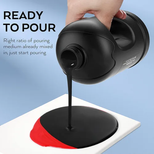 Vista 2 de Nicpro Pintura acrílica de color negro azabache, suministros de pintura premezclada de 33.8 onzas con aceite de silicona y guantes para lienzo