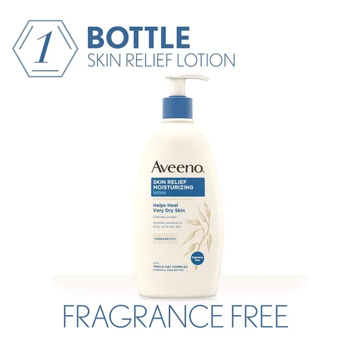Vista 2 de Aveeno Skin Relief - Jabón corporal diario hidratante sin fragancia, 18 onzas y alivio de la piel, loción corporal hidratante sin fragancia