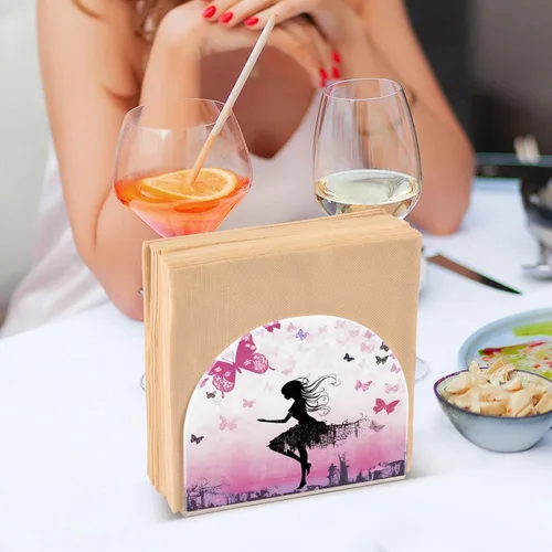 Vista 7 de Servilletero de mariposa para niñas, servilleteros para mesas, servilleteros de acrílico transparente, servilleteros de cóctel para cocina
