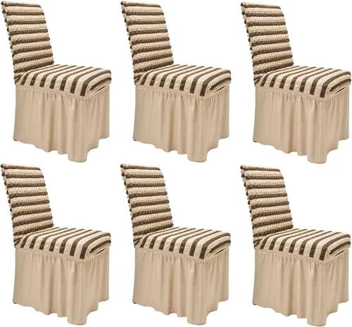 Vista 14 de NICEEC - Juego de 2 fundas para sillas de comedor de alta elasticidad, fundas removibles para sillas de comedor con falda, fundas protectoras
