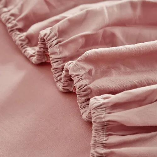 Vista 7 de VM VOUGEMARKET Sábana bajera ajustable tamaño individual, 100% algodón, color rosa rubor con bolsillo profundo de 15 pulgadas, funda de colchón Rosa