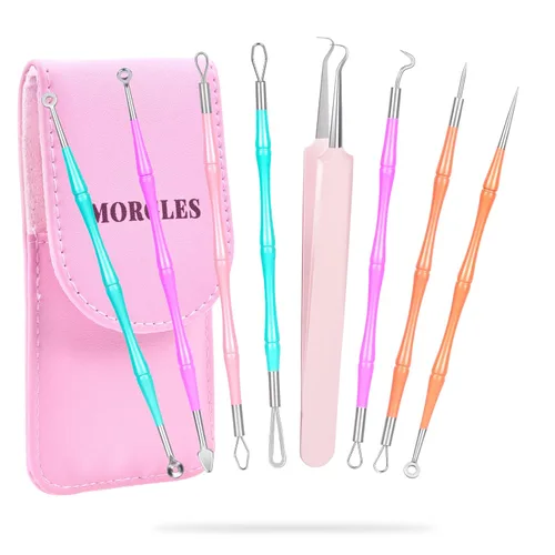 Vista 11 de MORGLES Herramientas para eliminar puntos negros, 15 piezas, kit de herramientas para reventar espinillas, extractor de espinillas de comedón