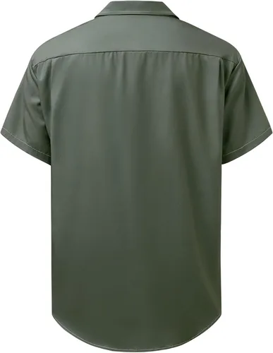 Vista 2 de Hardaddy Camisa casual de verano con botones y bolsillo en el pecho de Gongfu para hombre