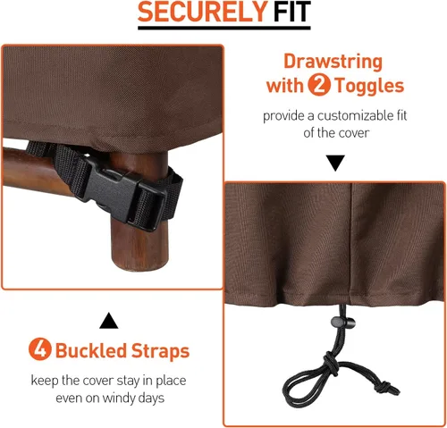 Vista 4 de Funda para patio bistró, funda impermeable para muebles de exterior, funda resistente para mesa y sillas de bar, 80 pulgadas de largo x 32 pulgadas